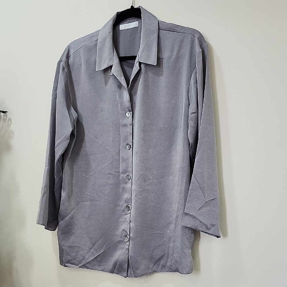 Chic Women's Gray Long Sleeve Blouse